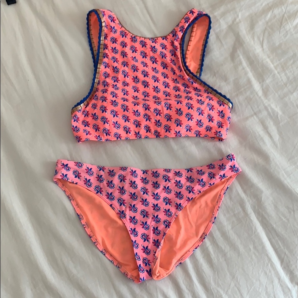 AERIE bikini set with high neck and normal bottoms
